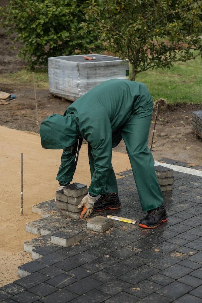 working on stone pavers